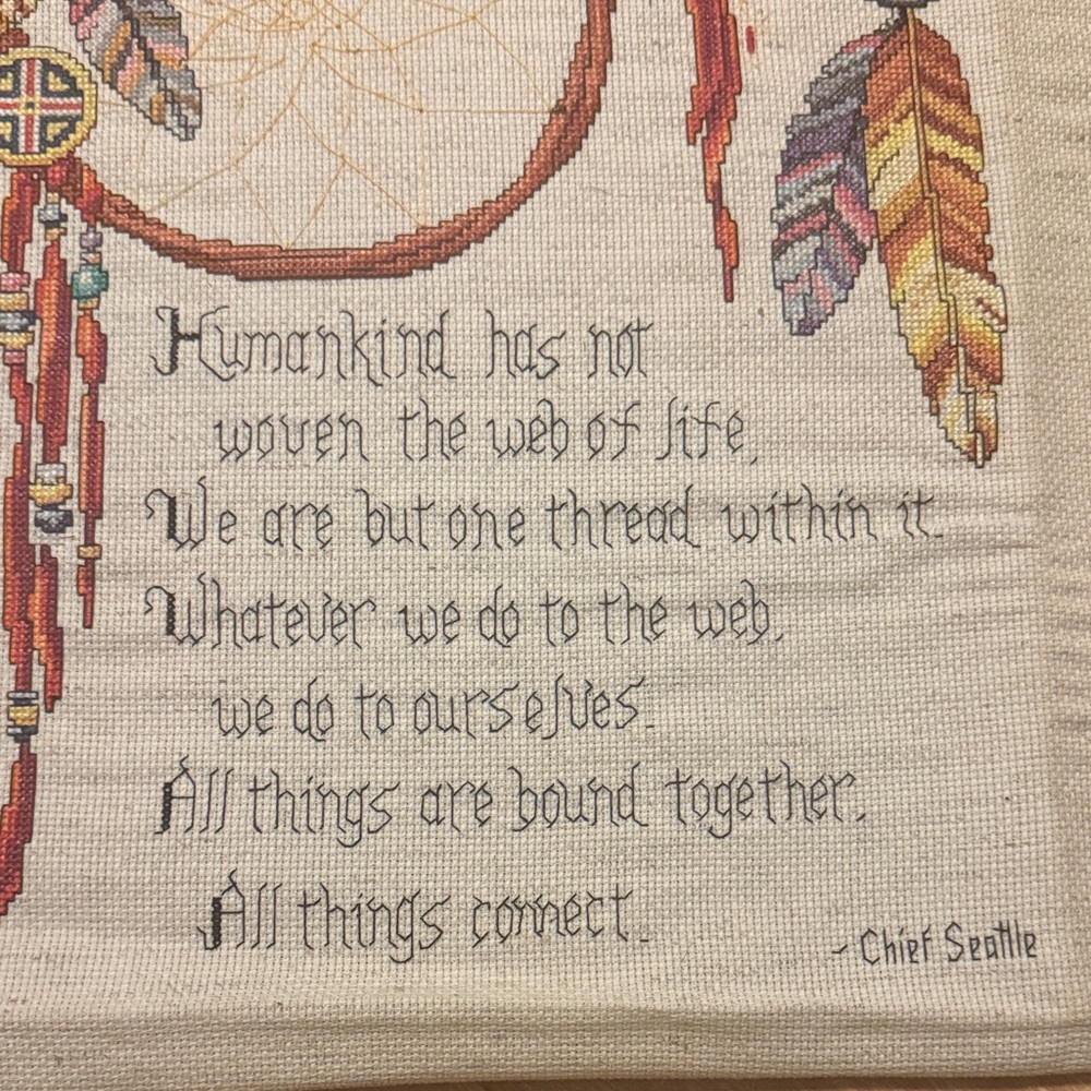 Dreamcatcher Cross-stitch Tapestry with Inspirational Quote handmade - Picture 3 of 4